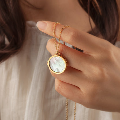 Pearl Photo Locket Necklace