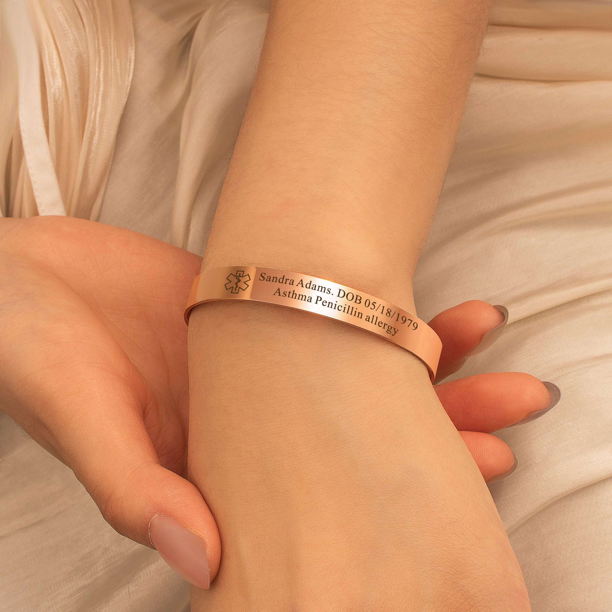 Medical Id Round Cuff Bangle