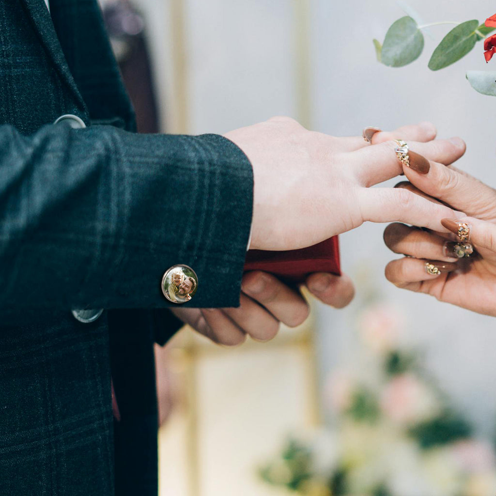 Round Photo Cufflinks with Glass Dome Cab