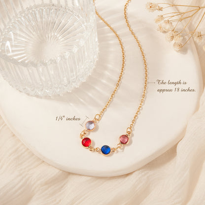 Women's Stainless Steel Connecter Birthstone Charm Necklace