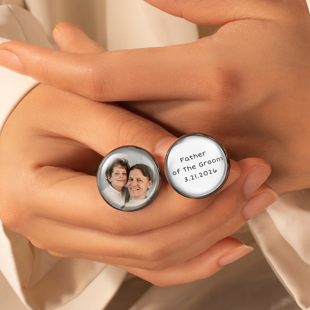 Round Photo Cufflinks with Glass Dome Cab