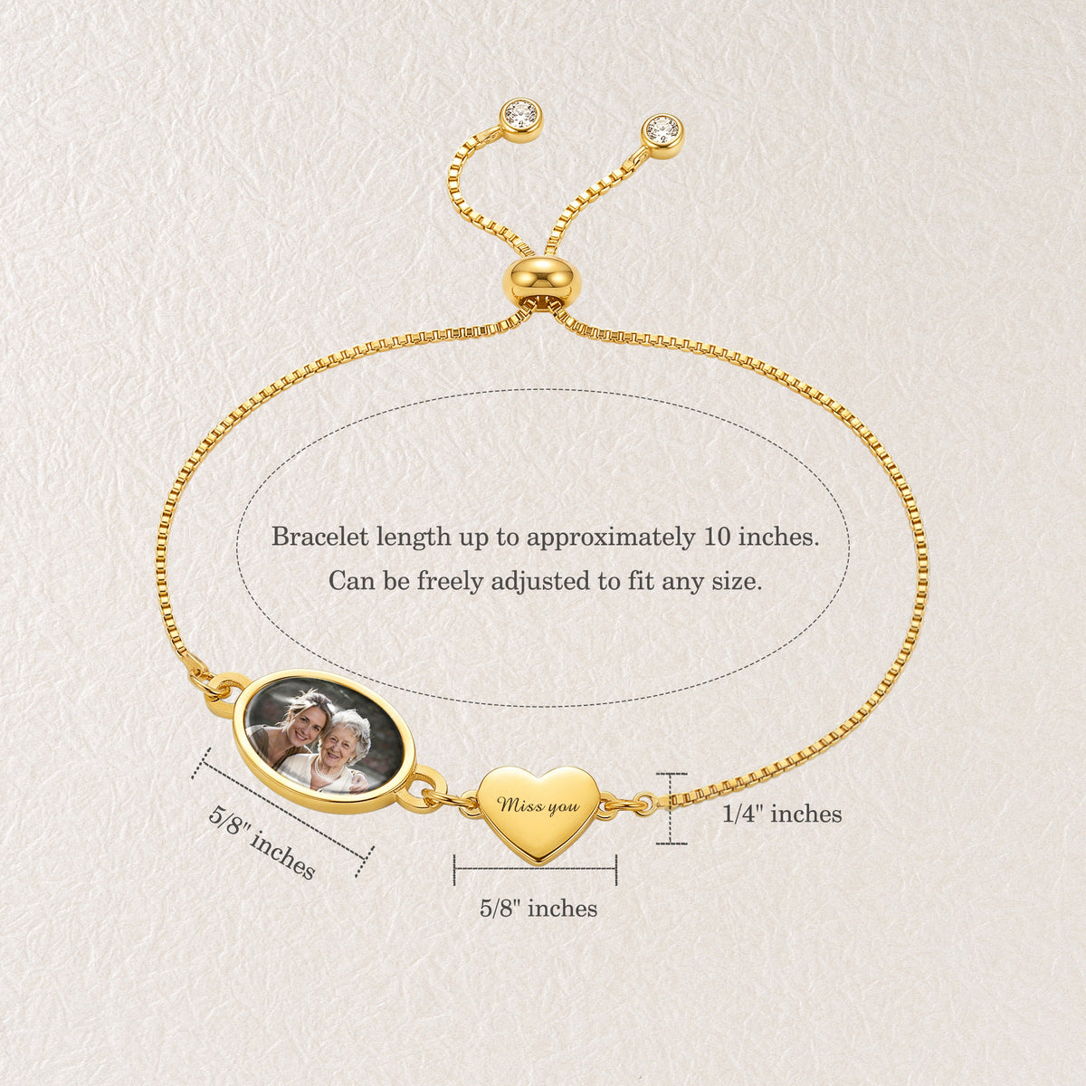 Oval Resin Photo Bracelet with Glass Dome Cab