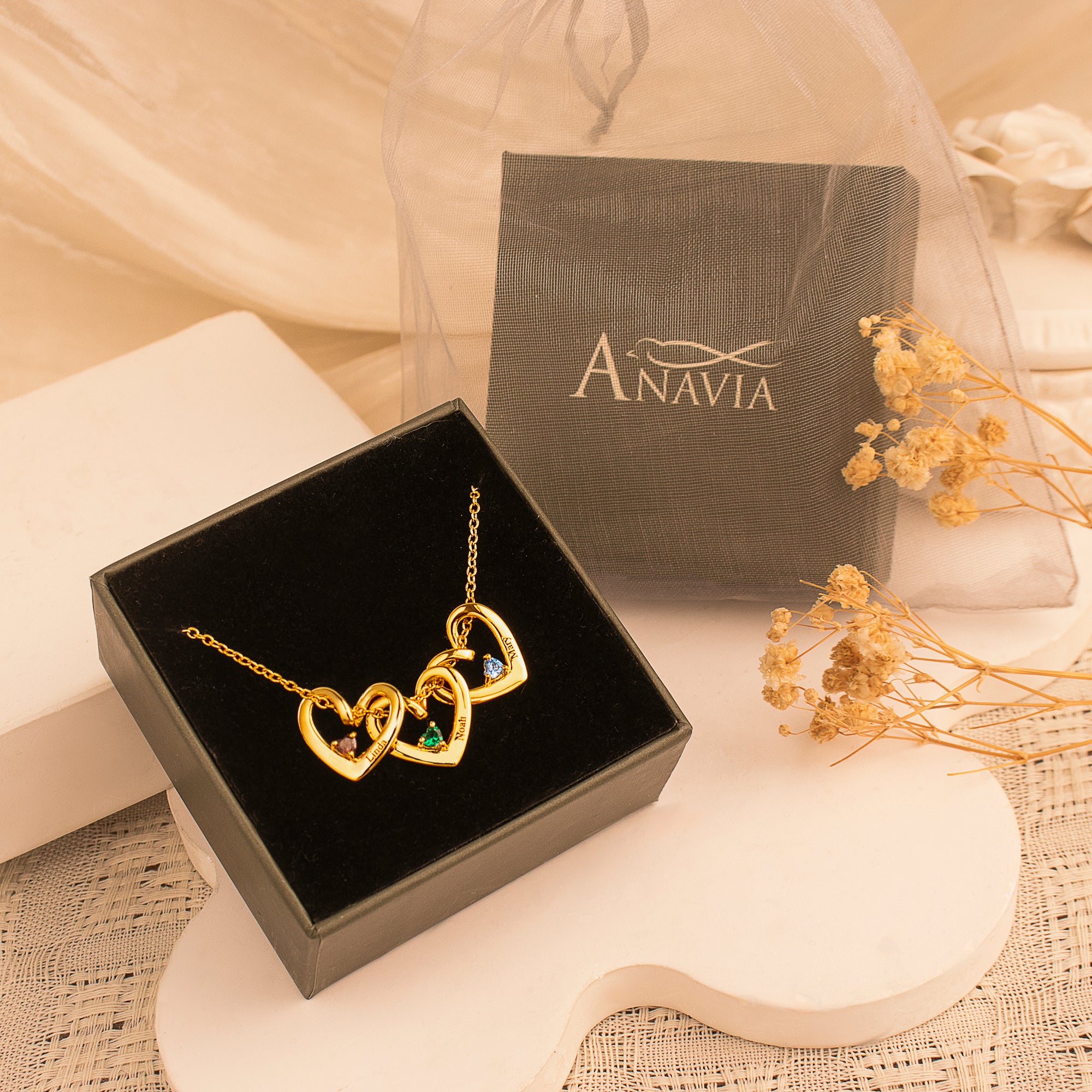 Birthstone Name Heart Necklace