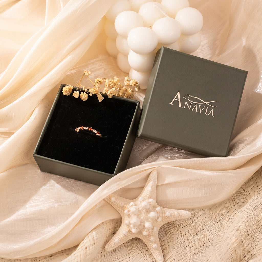 Personalized Marquise and Round Birthstone Ring