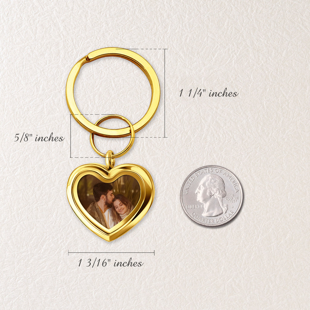 Glass Heart Photo Locket Keychain