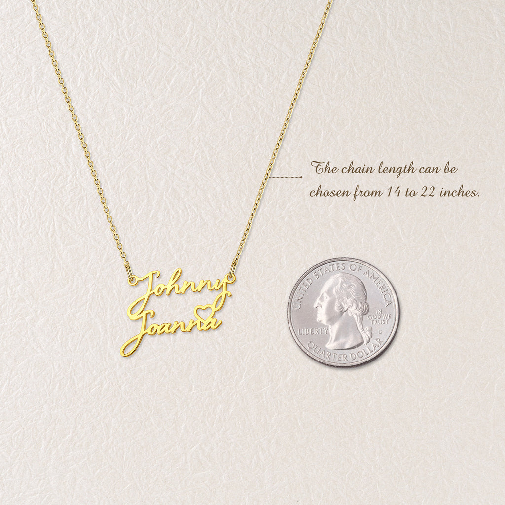 Couple's Name Necklace With Heart