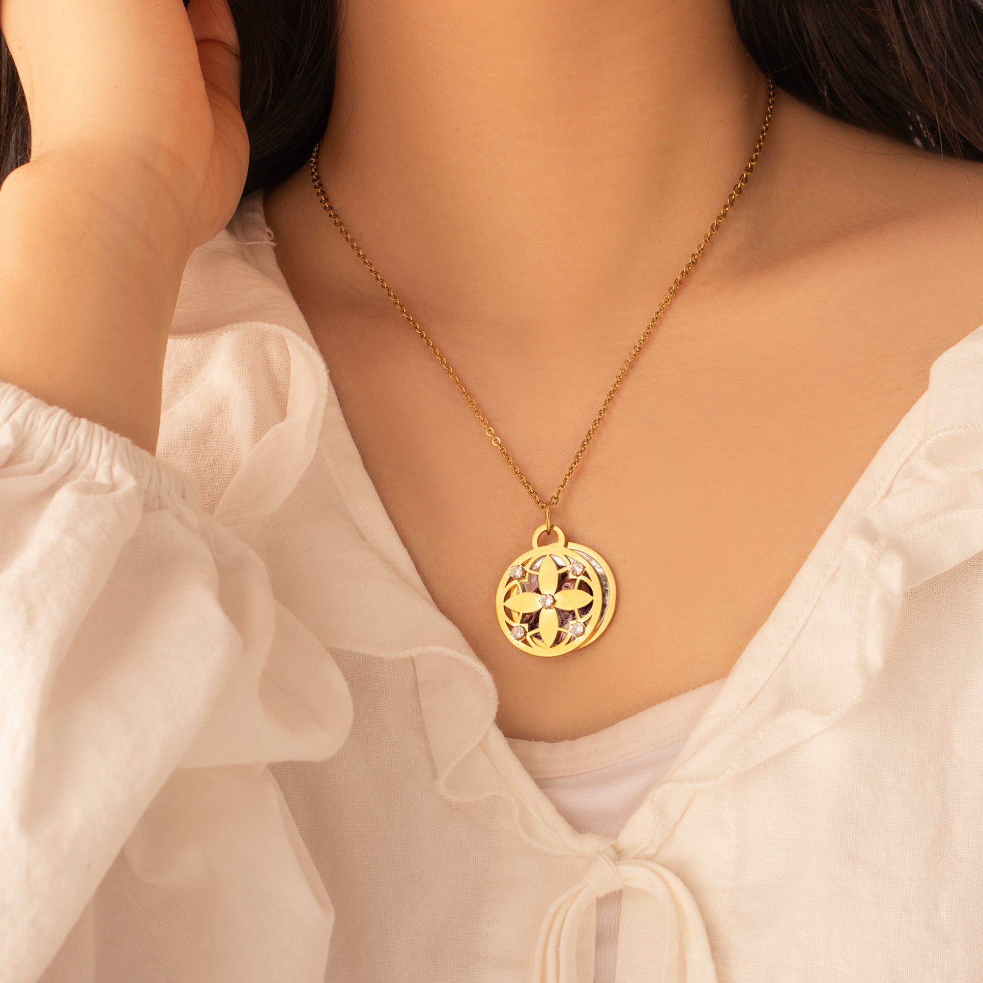 Four Leaf Photo Necklace