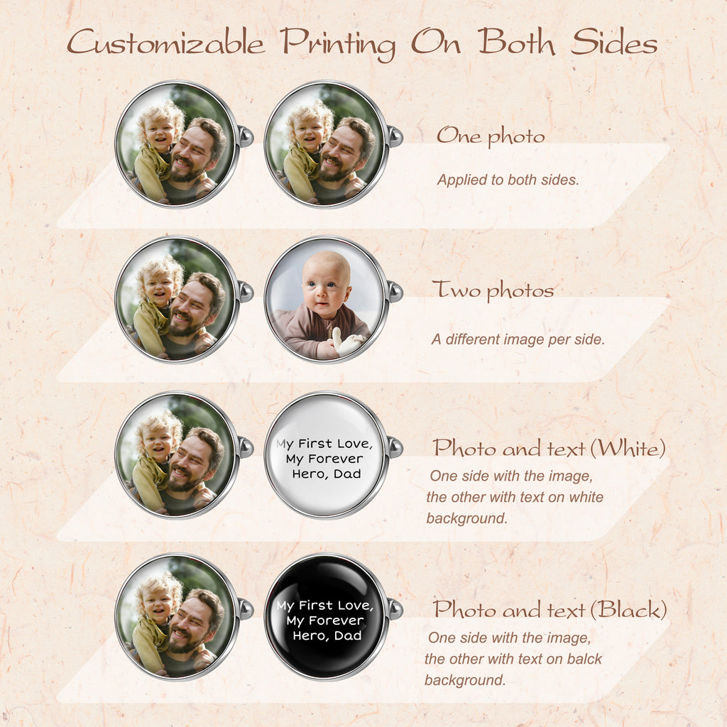 Round Photo Cufflinks with Glass Dome Cab