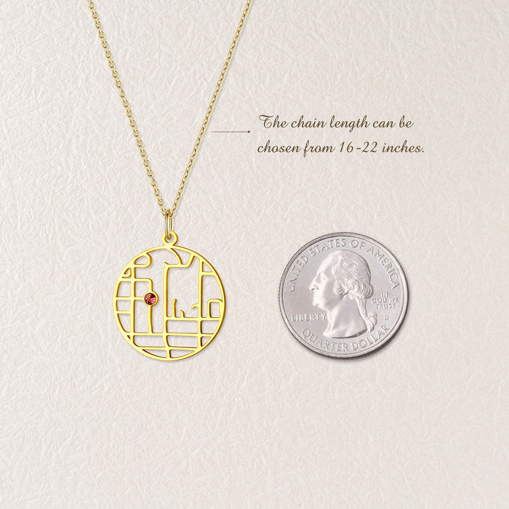 Circle Location Map Necklace