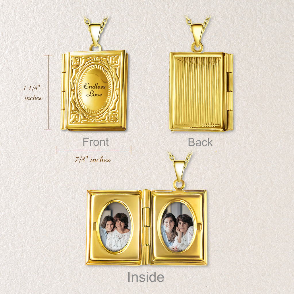 18K Gold Vintage Square Locket Necklace