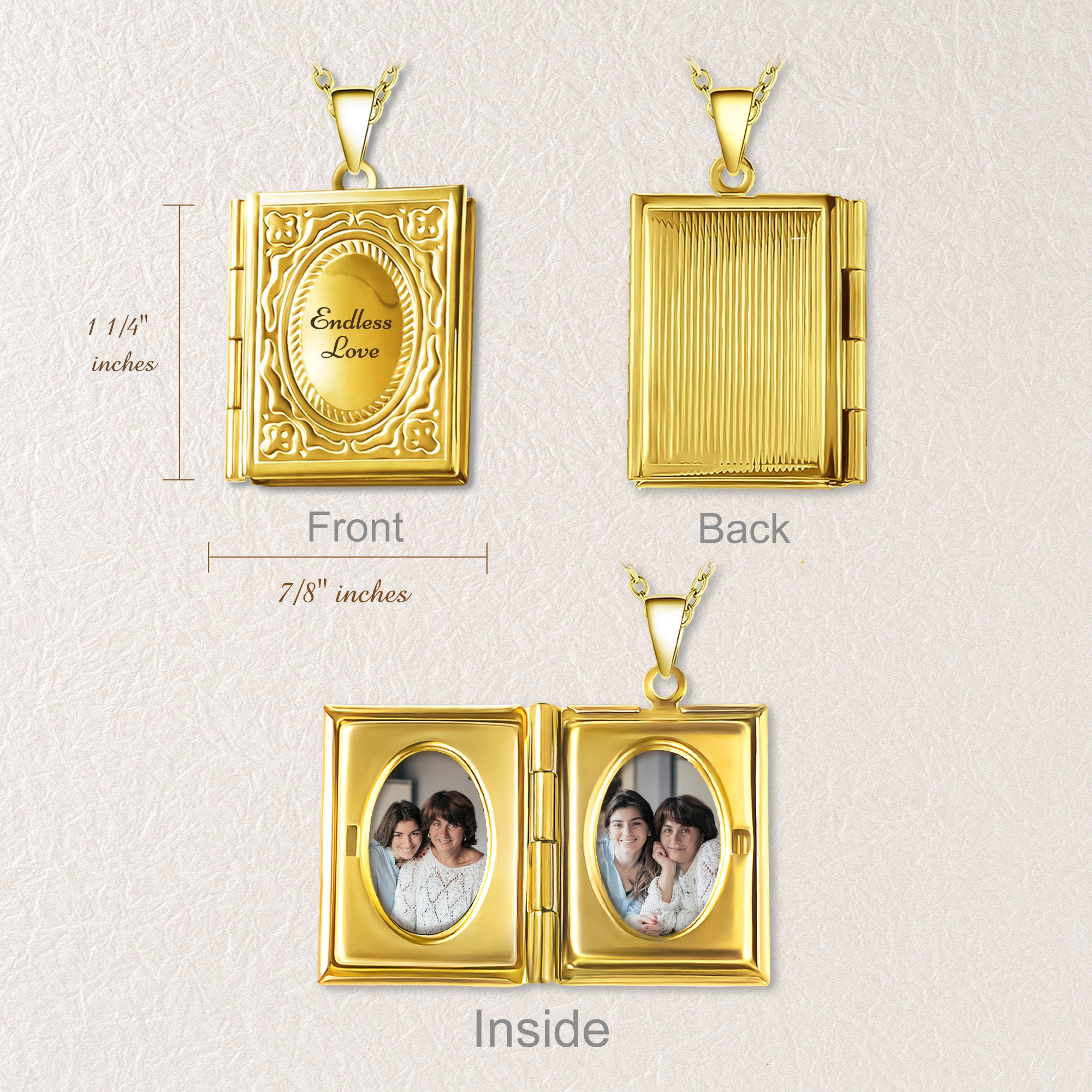 18K Gold Vintage Square Locket Necklace