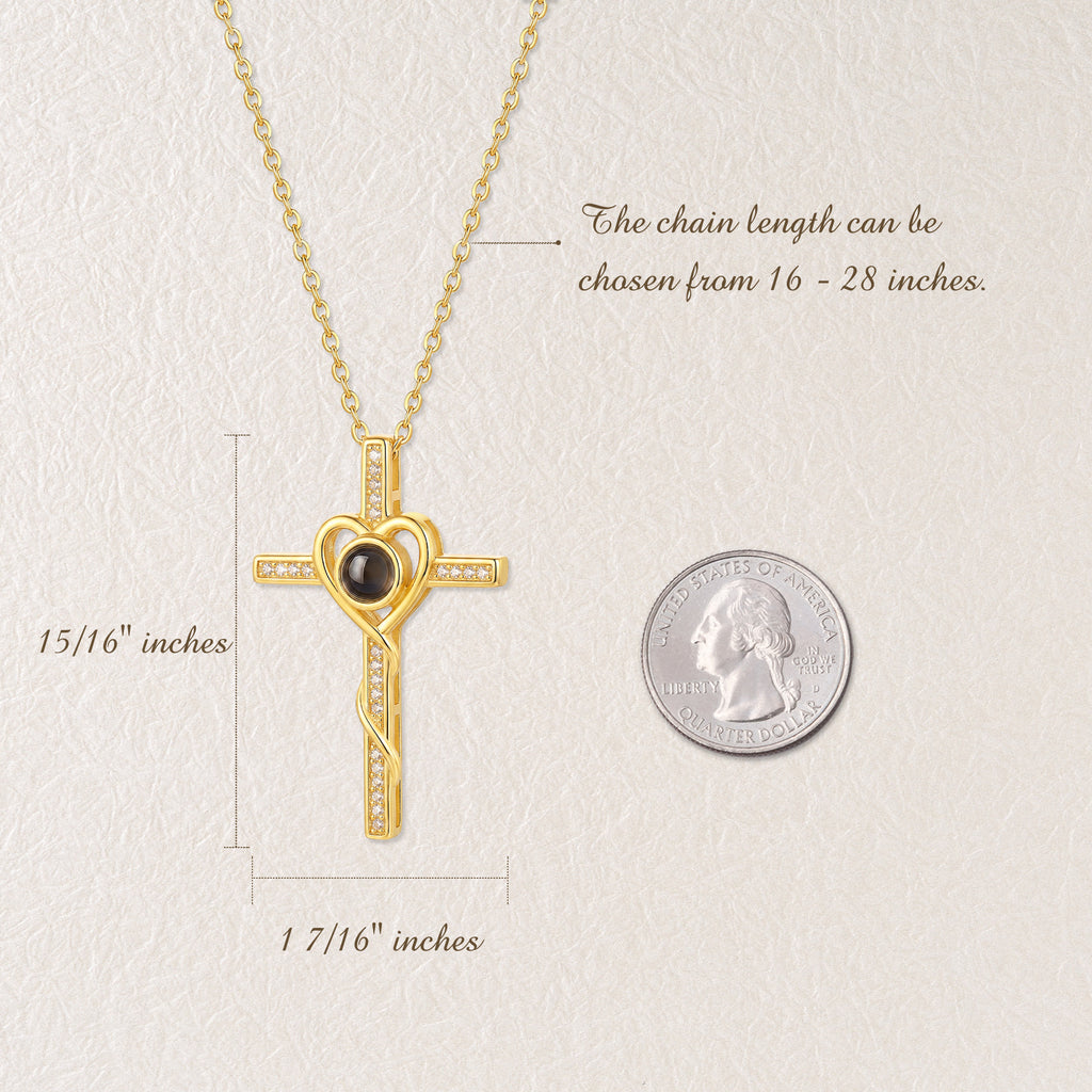 Personalized Cross Photo Projection Necklace