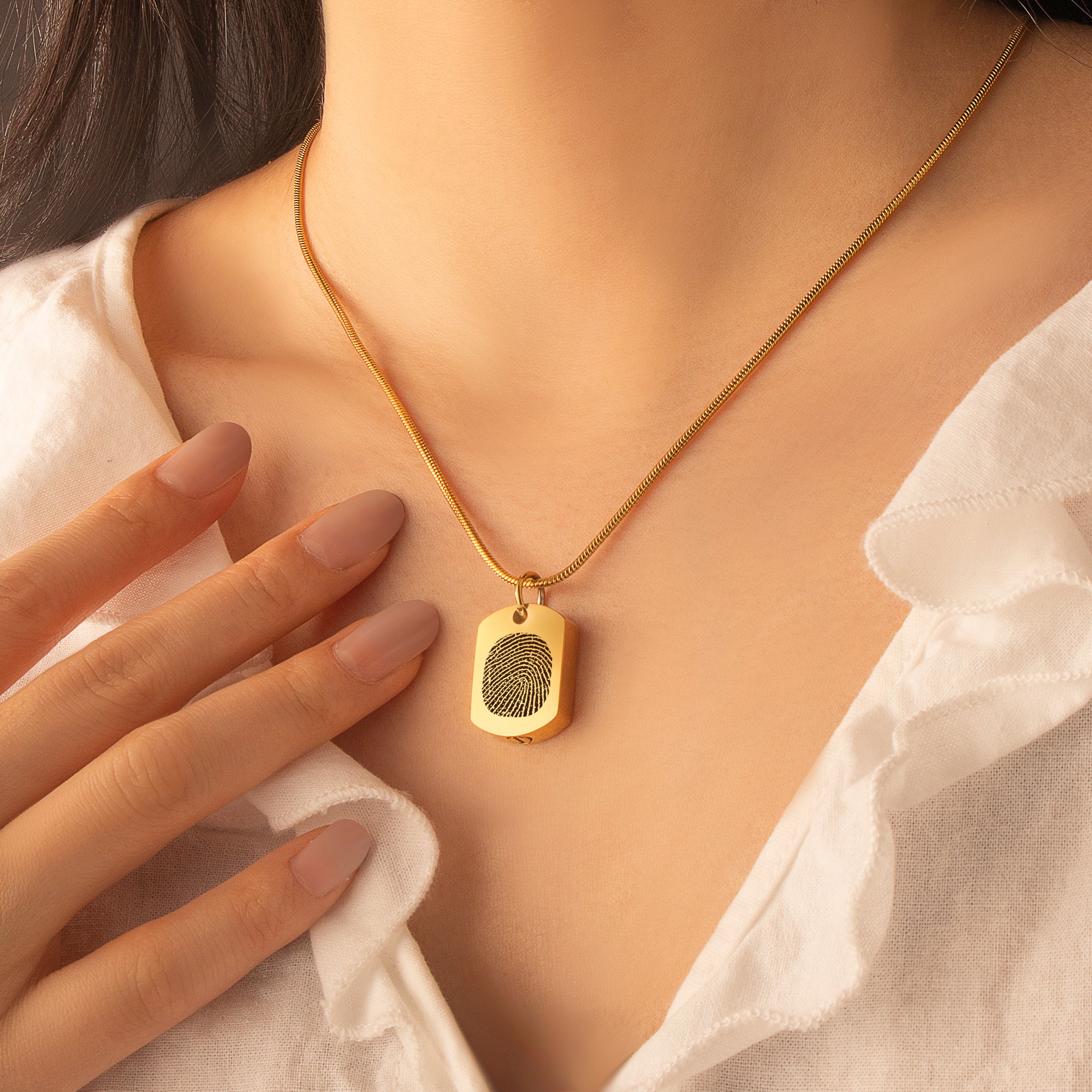 Fingerprint Memorial Dog Tag Necklace