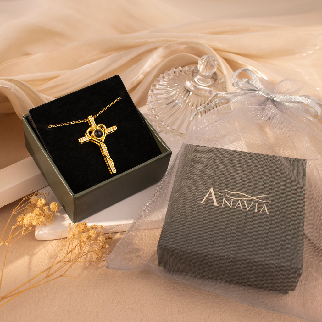 Personalized Cross Photo Projection Necklace