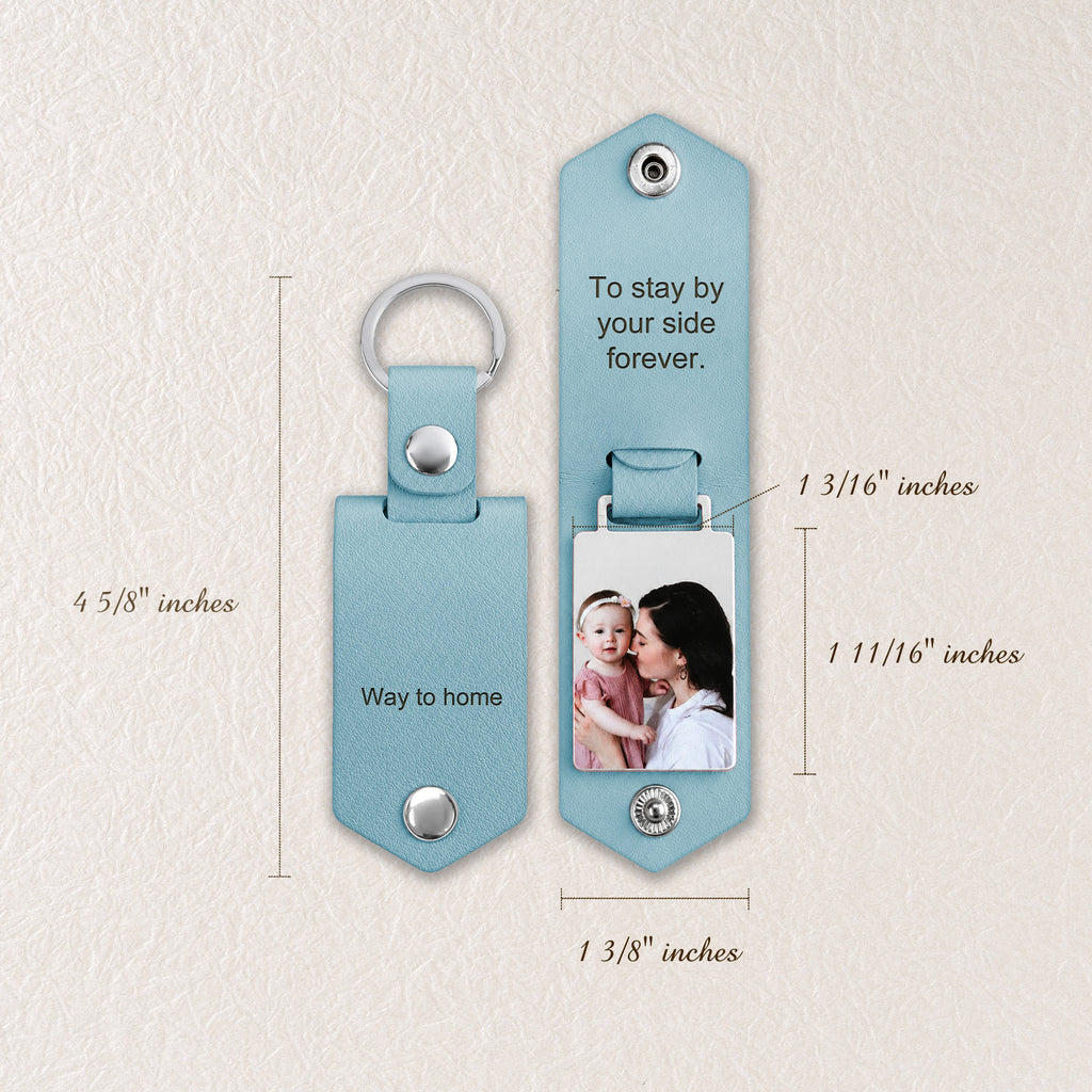 Personalized Men's Leather Photo Keychain