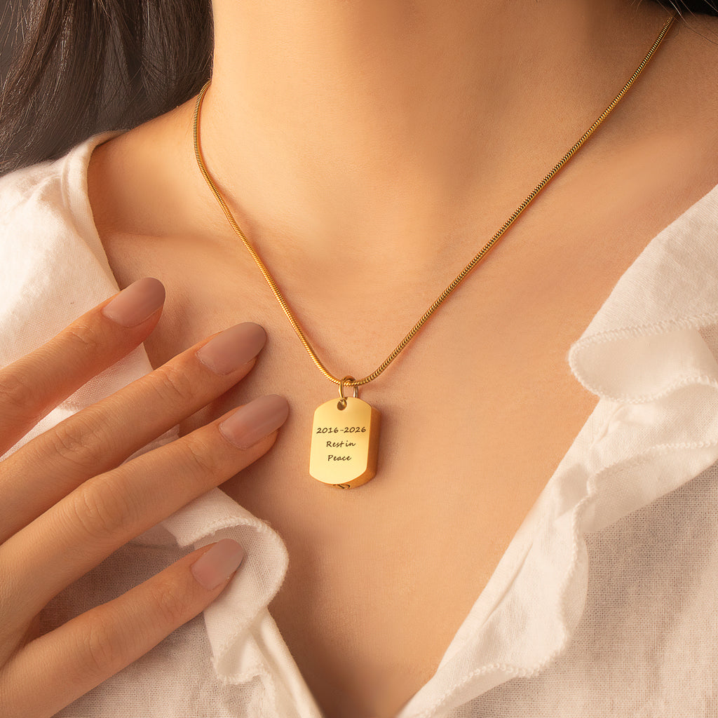 Stainless Steel Memorial Dog Tag Urn Necklace