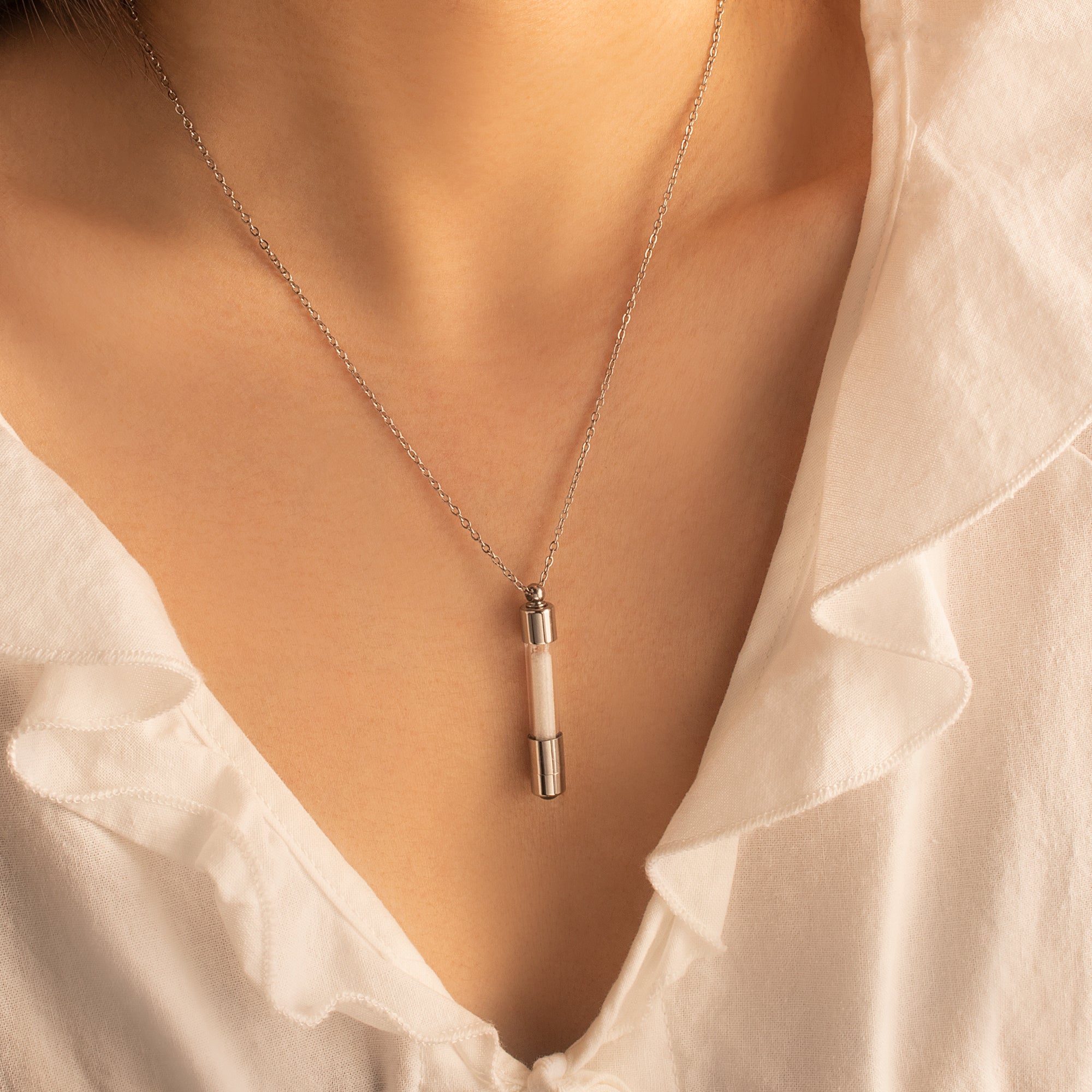Cylinder Photo Projection Memorial Necklace