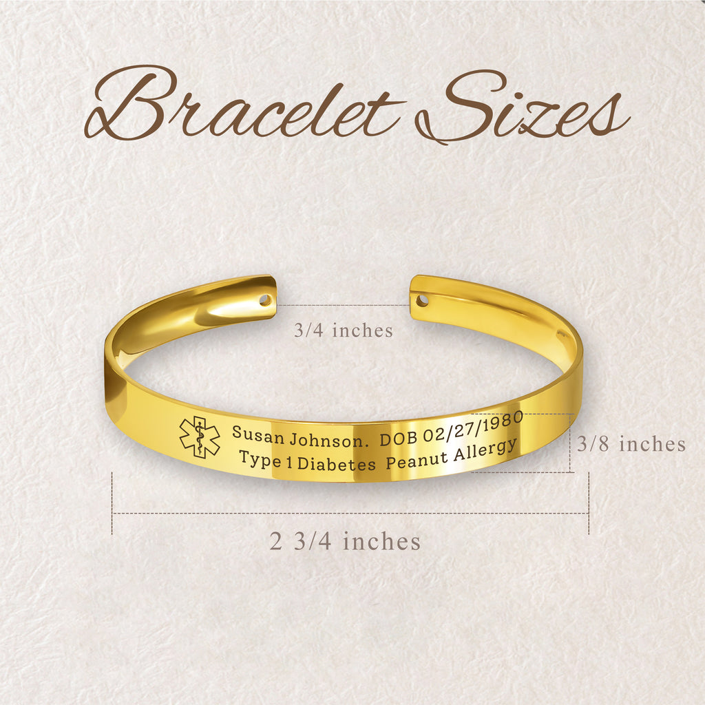 Medical Id Round Cuff Bangle