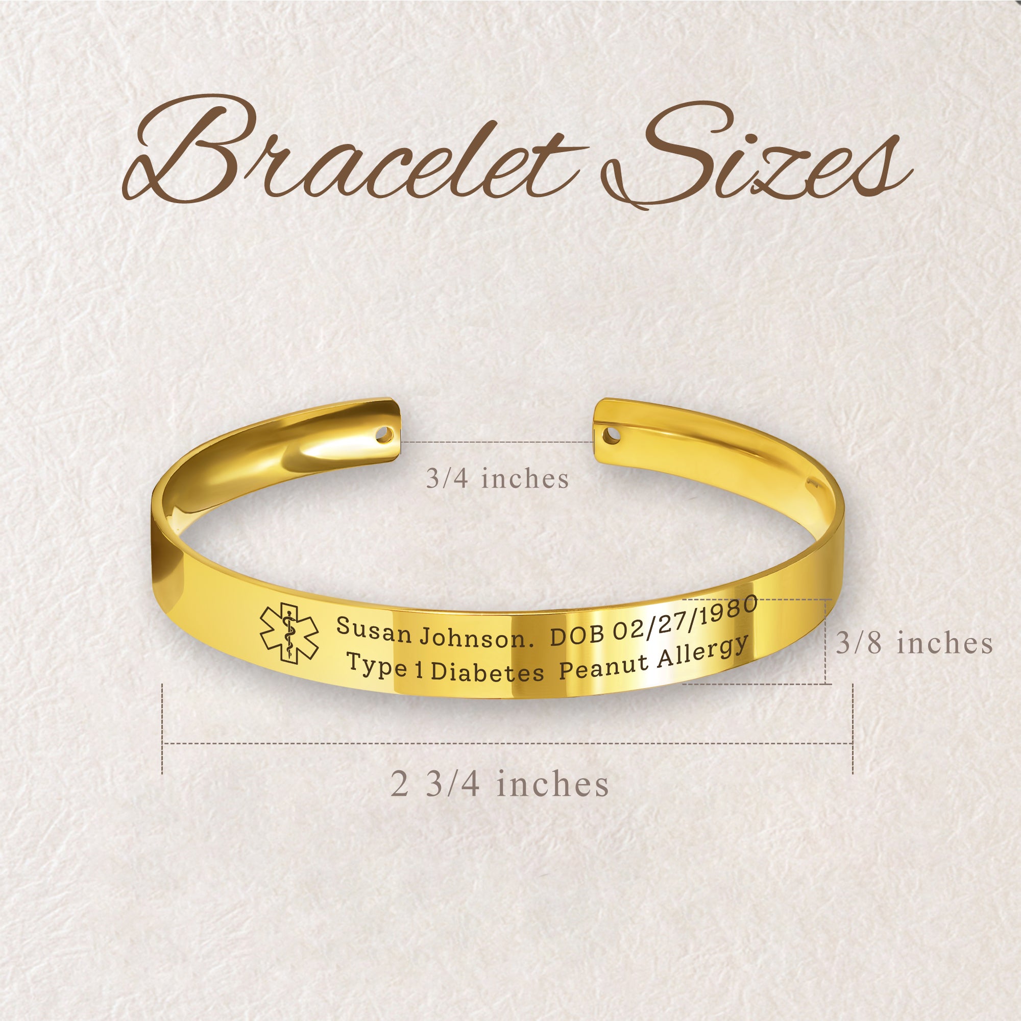 Medical Id Round Cuff Bangle