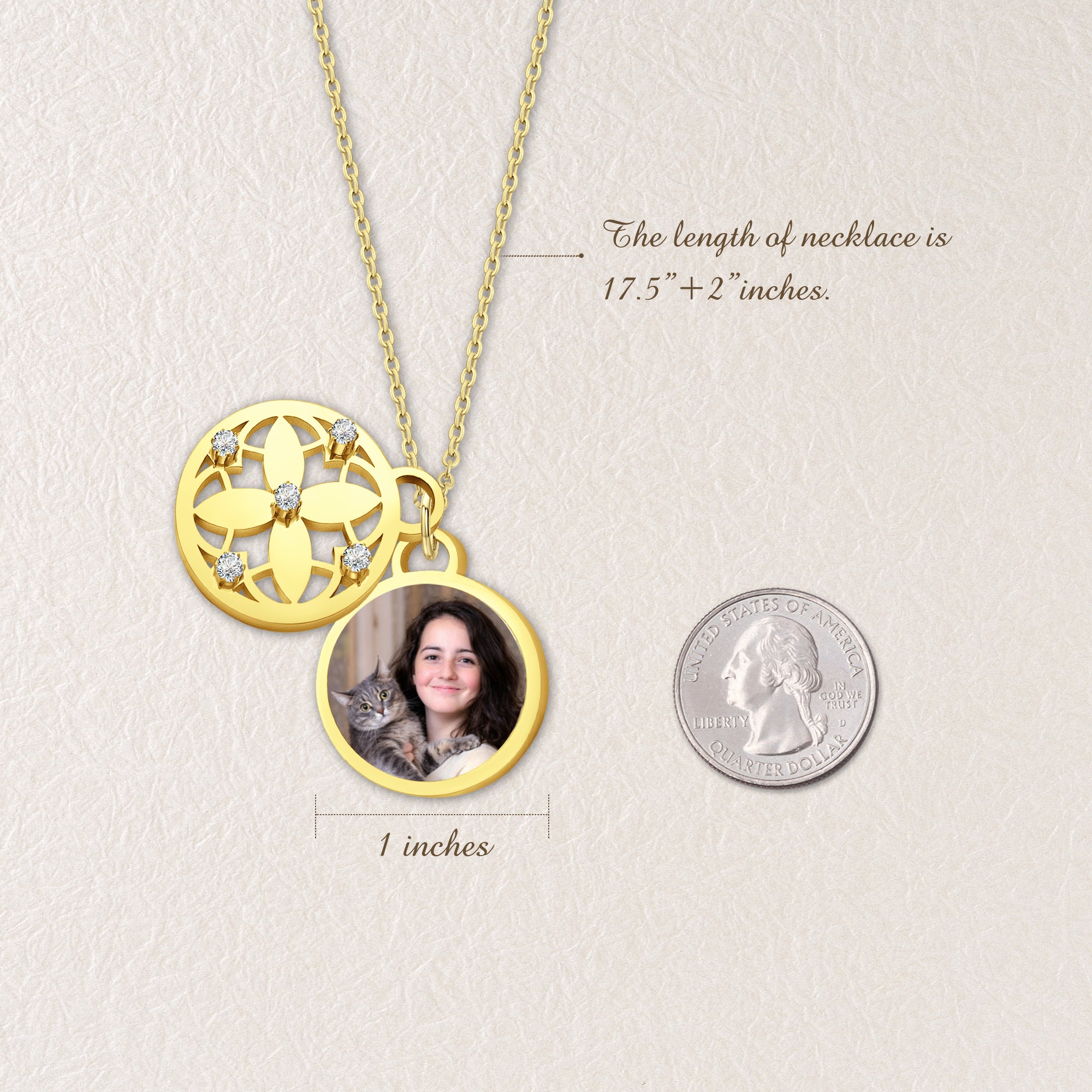 Four Leaf Pet Memorial Photo Necklace