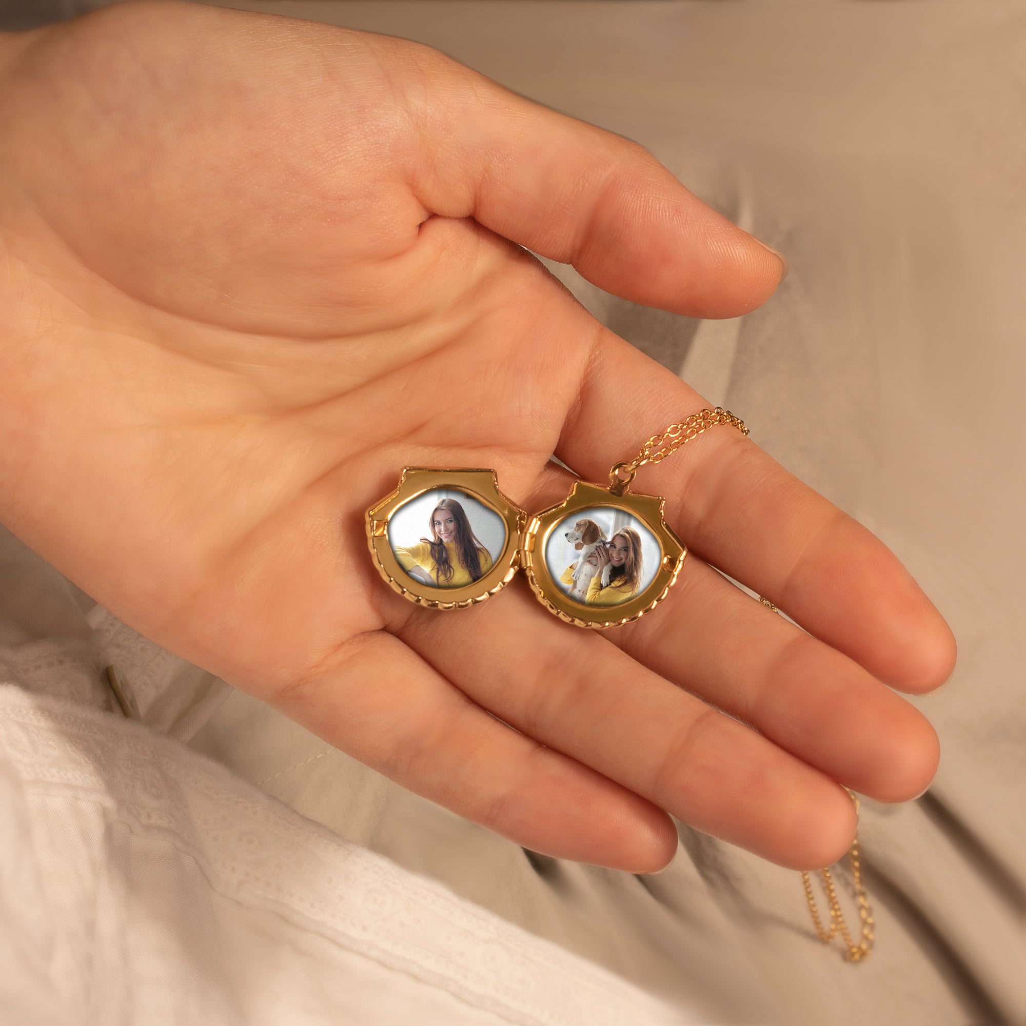 Custom Seashell Photo Locket Necklace