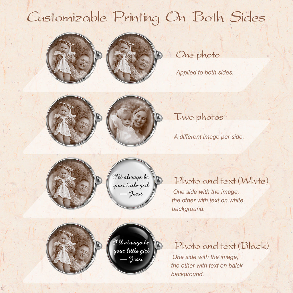 Round Photo Cufflinks with Glass Dome Cab