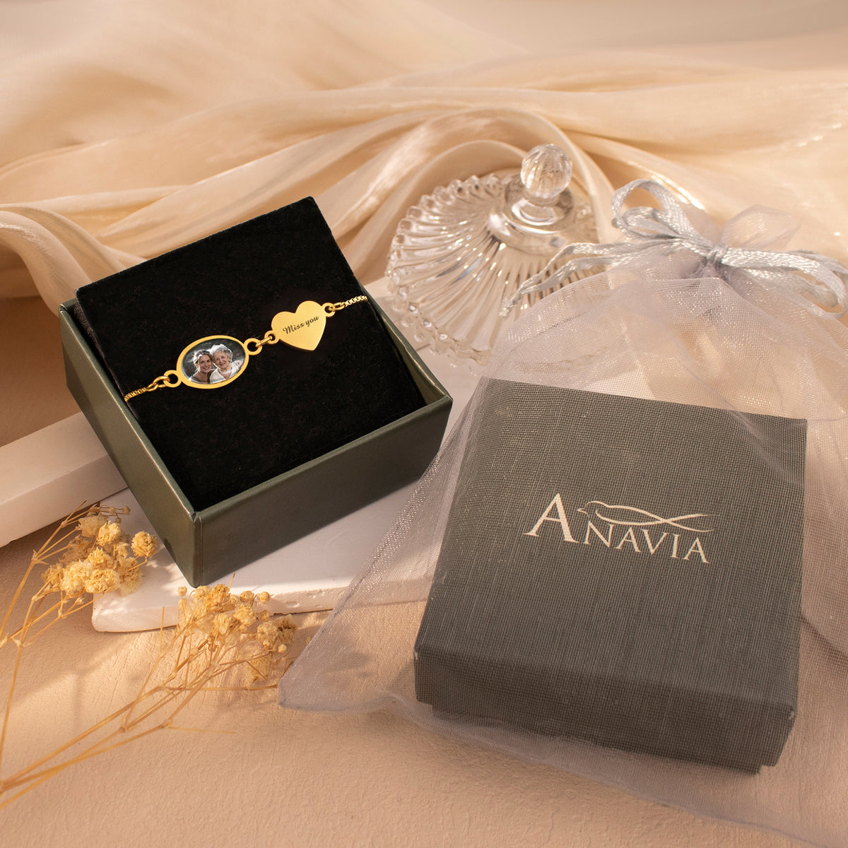 Oval Resin Photo Bracelet with Glass Dome Cab