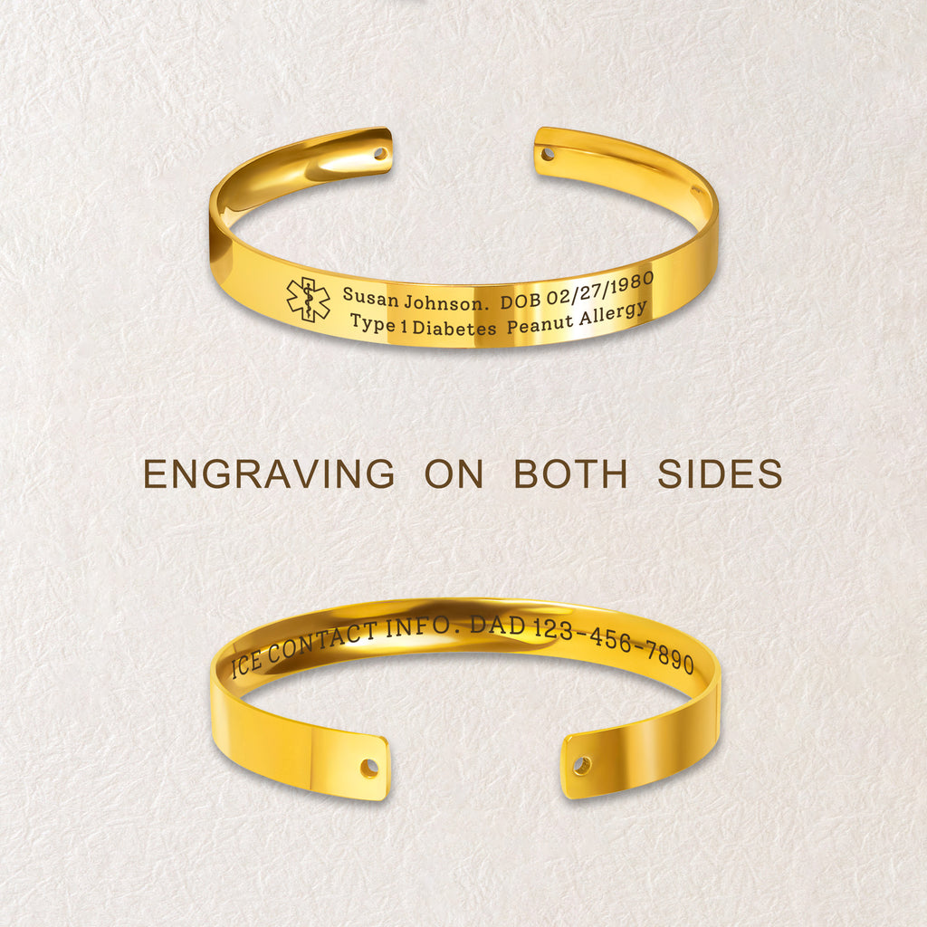 Medical Id Round Cuff Bangle