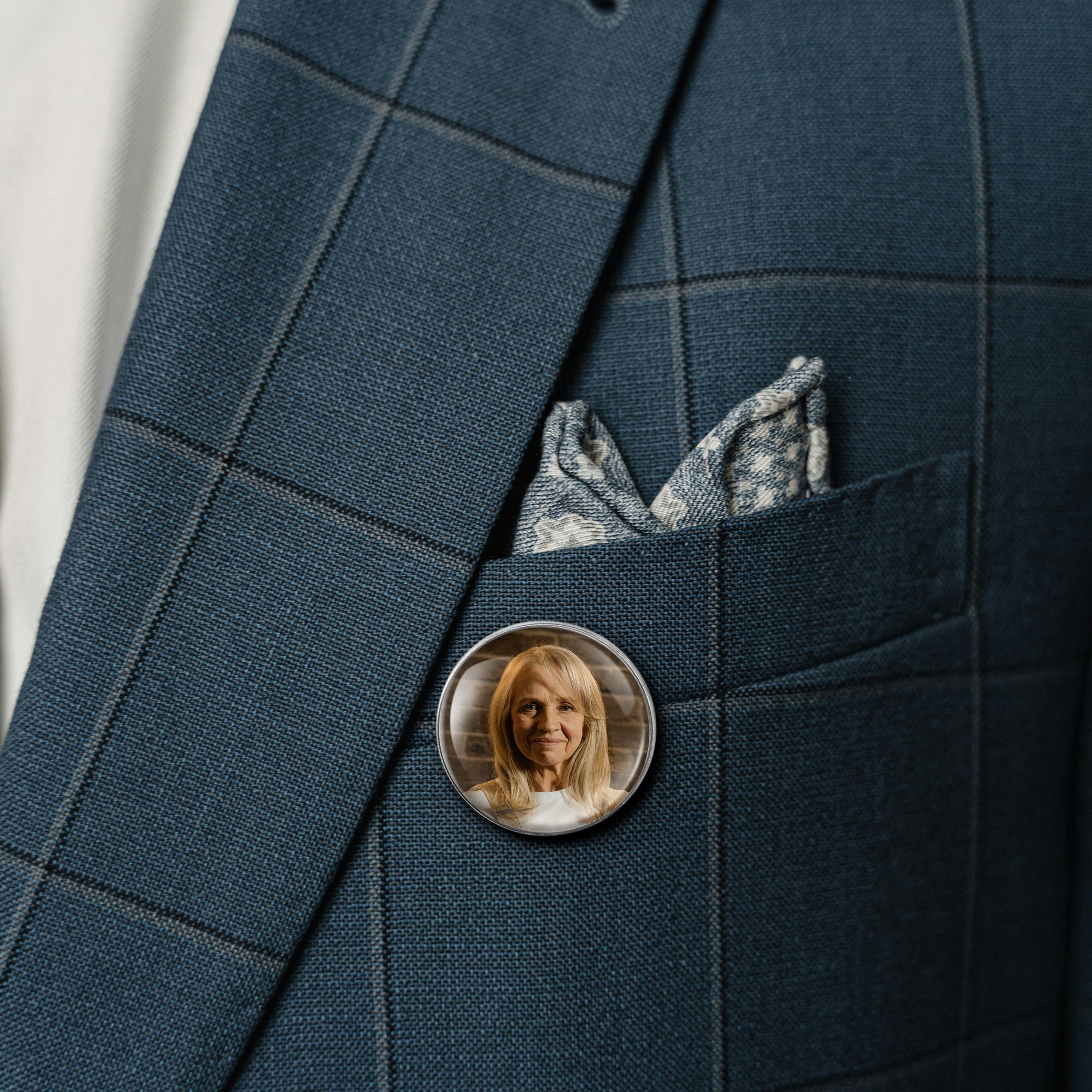 Personalized Round Wedding Photo Charm Pin