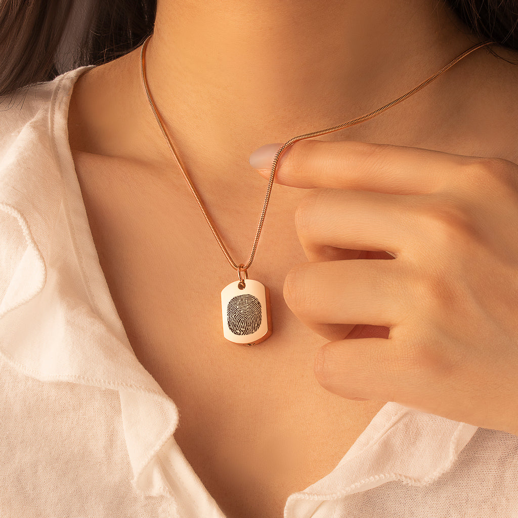 Fingerprint Memorial Dog Tag Necklace