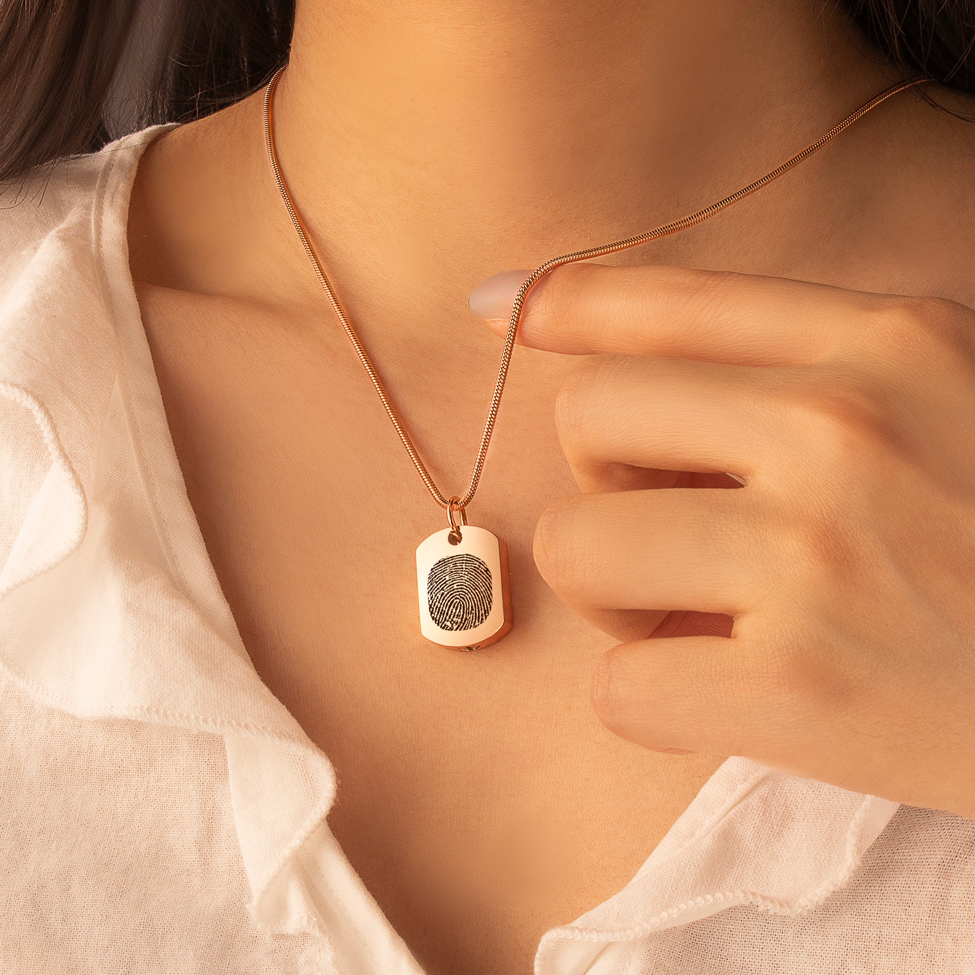 Fingerprint Memorial Dog Tag Necklace