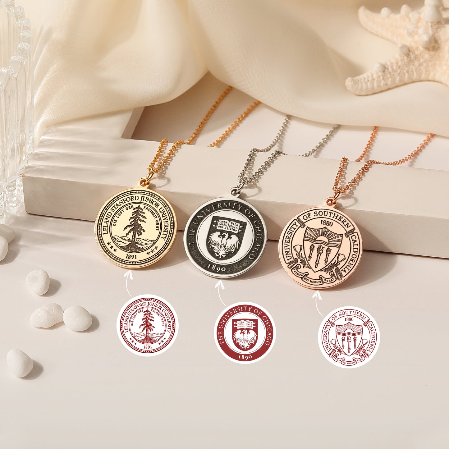 Personalized College Logo Graduation Necklace