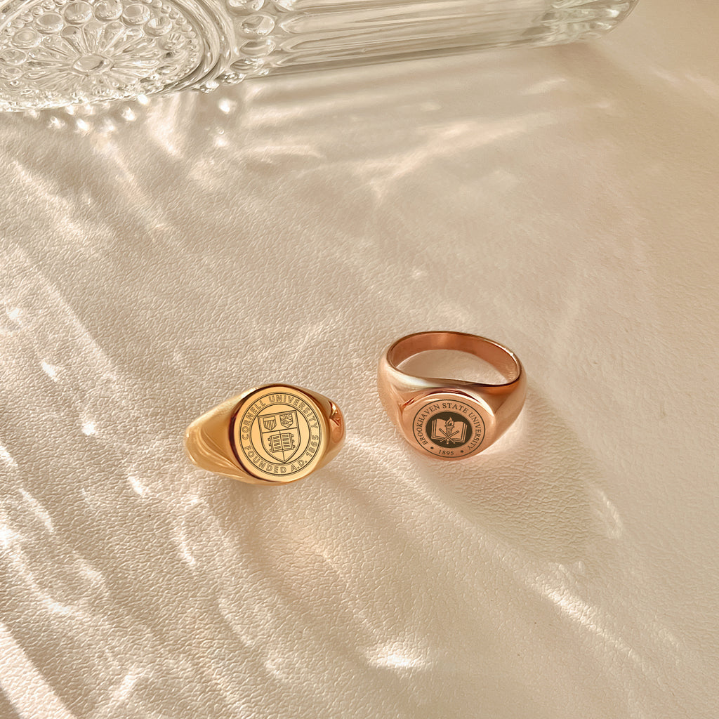 Custom College Emblem Logo Signet Ring