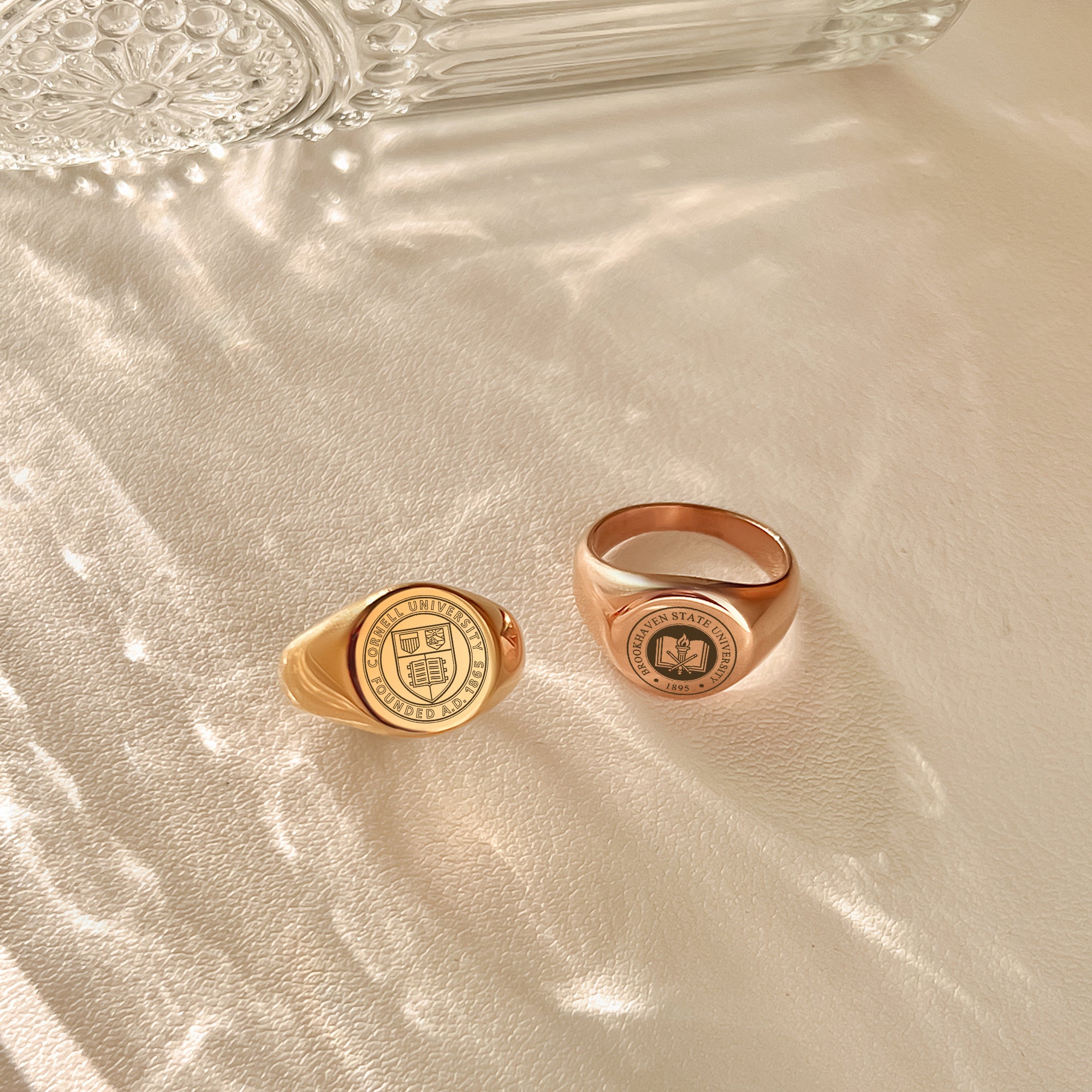 Custom College Emblem Logo Signet Ring