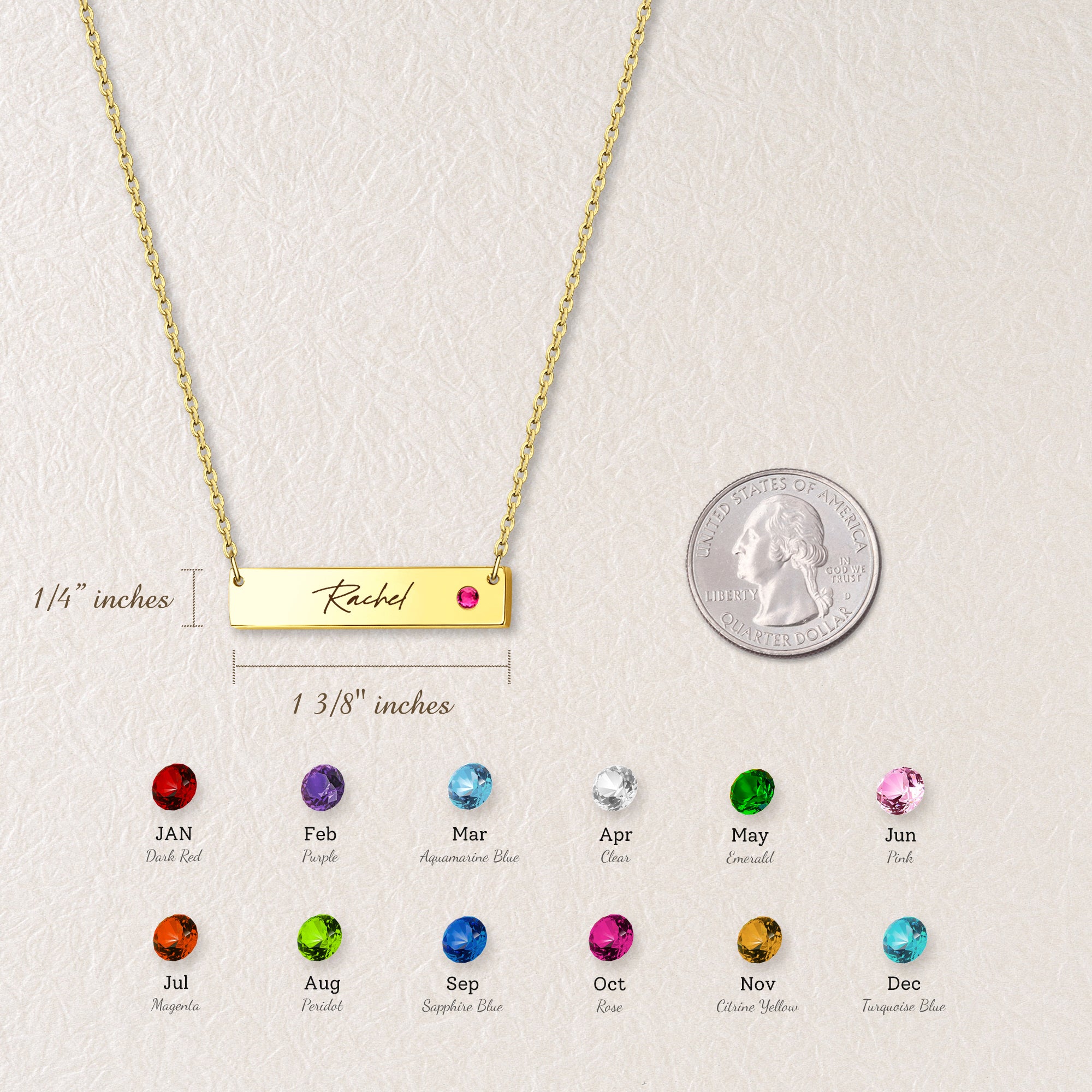 Birthstone Bar Handwriting Necklace