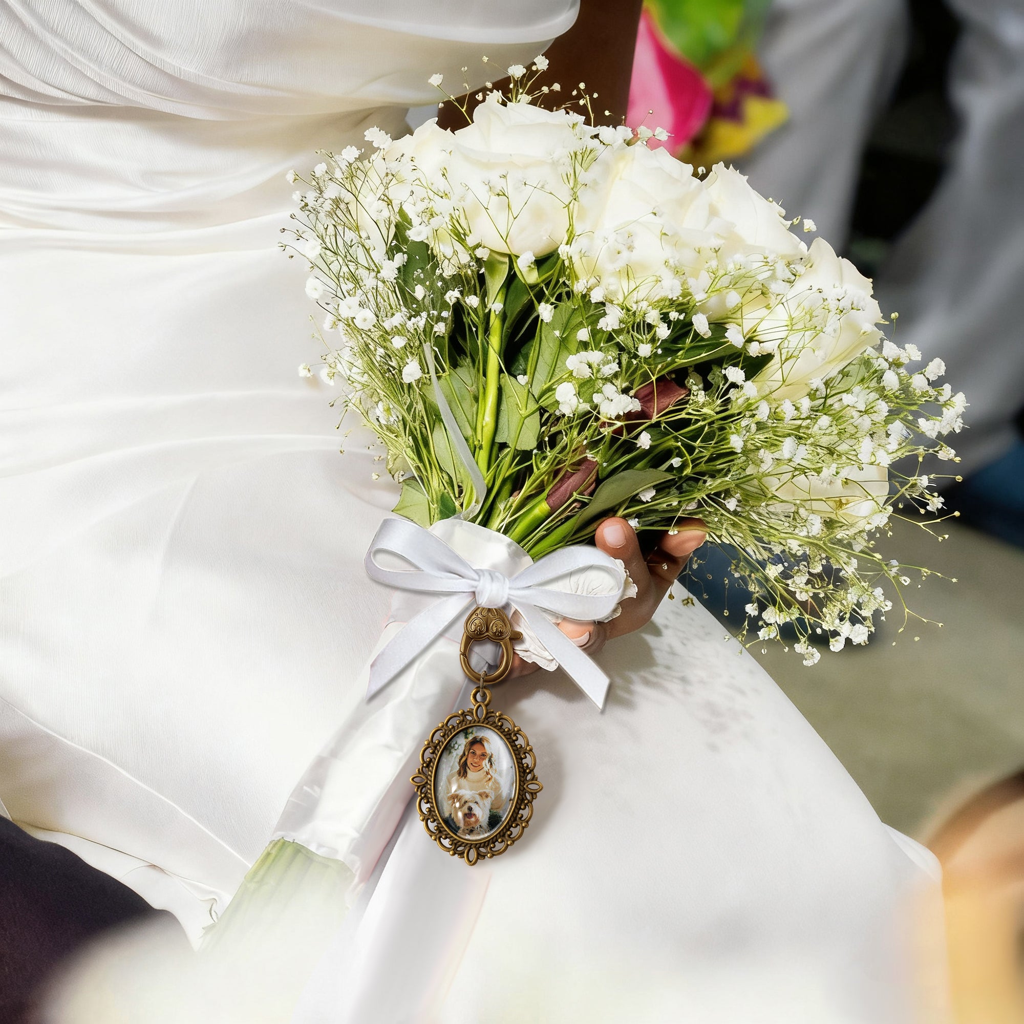 Oval Pet Memorial Resin and Ribbon Brooch