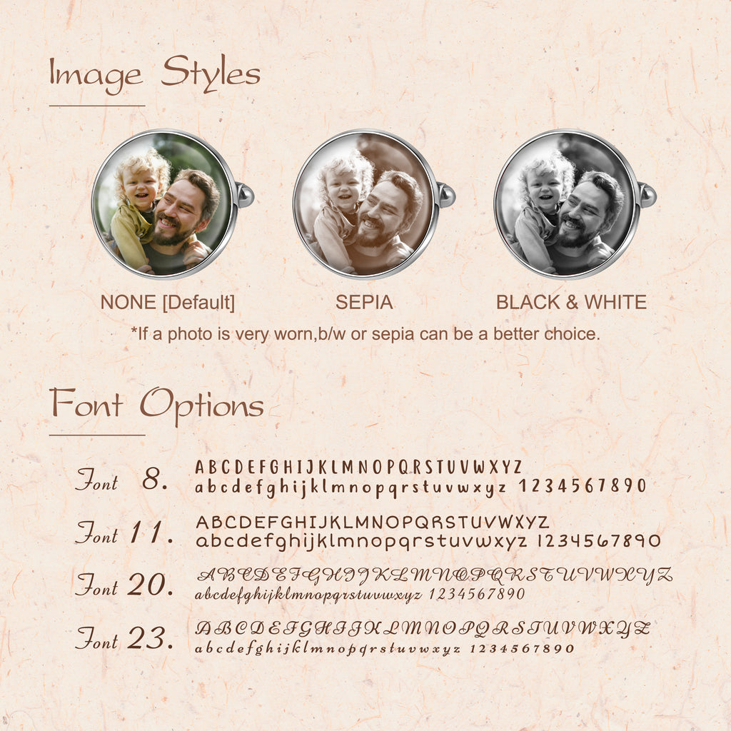 Round Photo Cufflinks with Glass Dome Cab