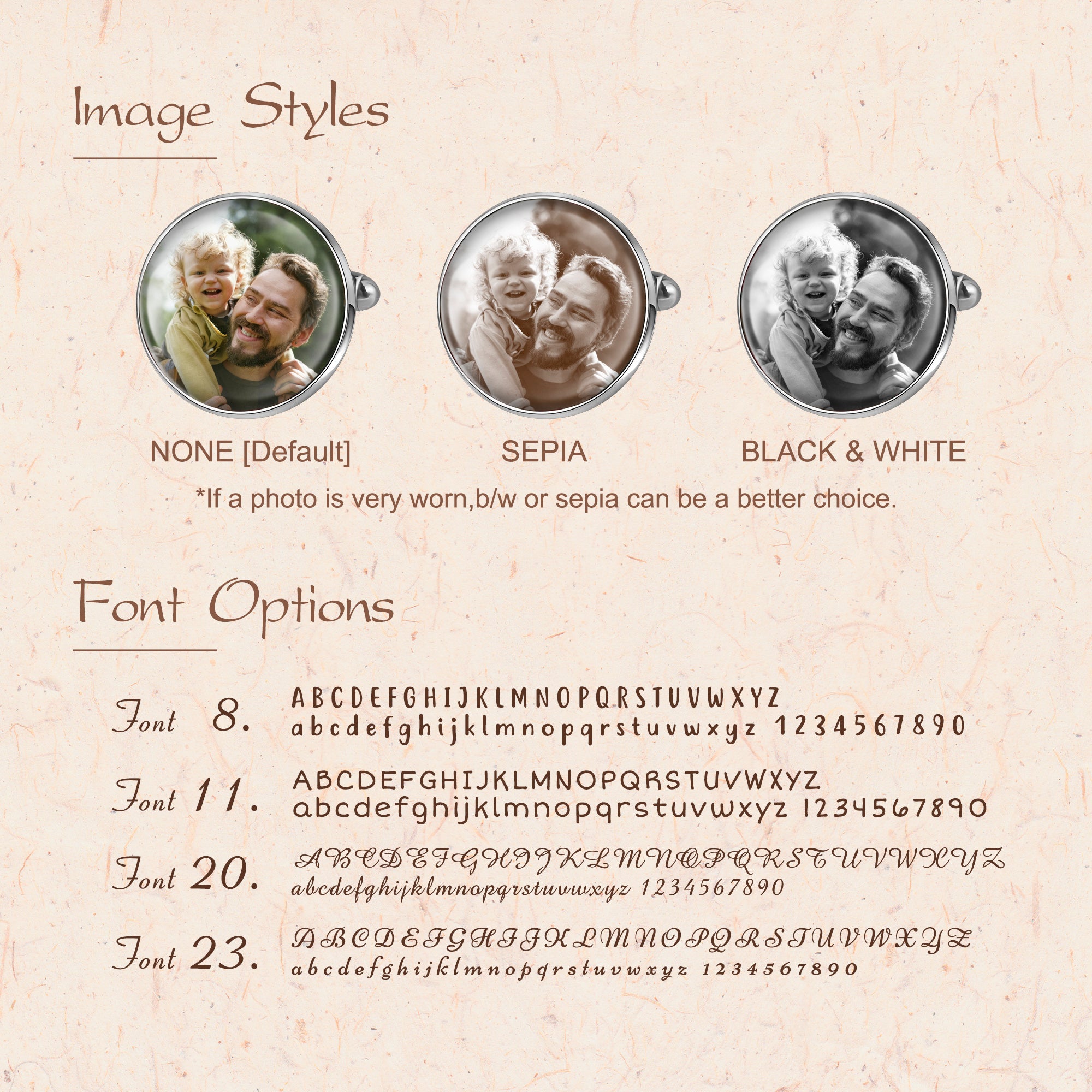 Round Photo Cufflinks with Glass Dome Cab