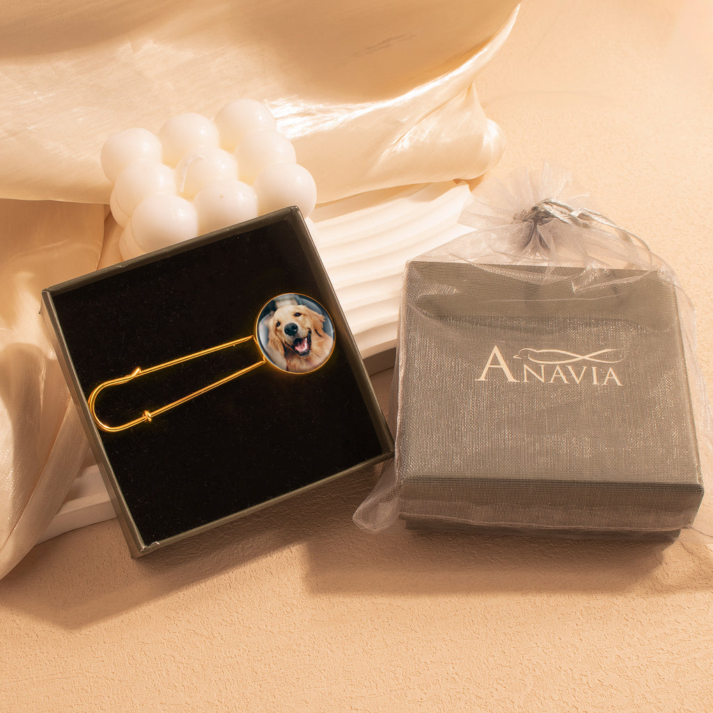 Round Wedding Photo Charm Pin Brooch