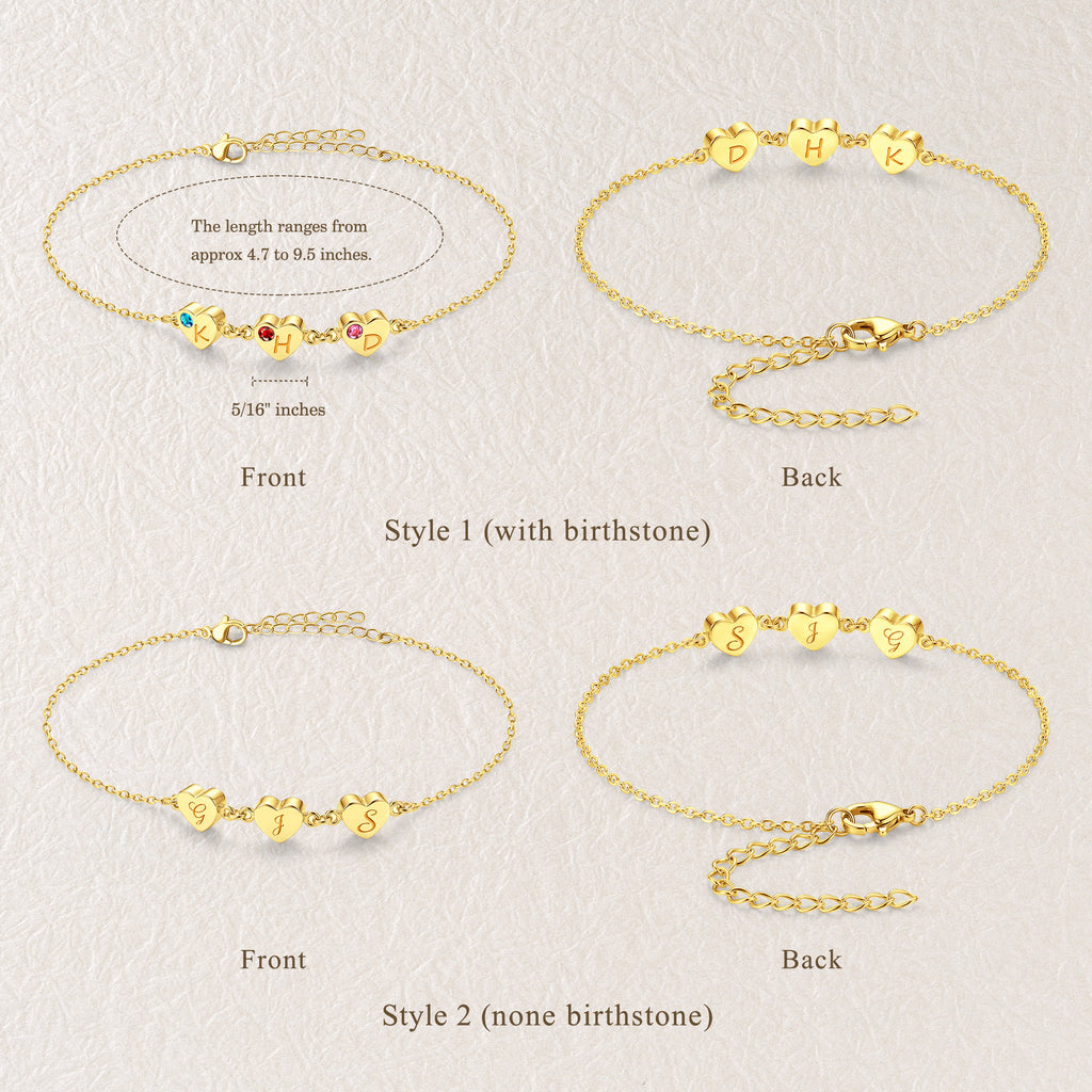Personalized Tiny Heart Charm Bracelet