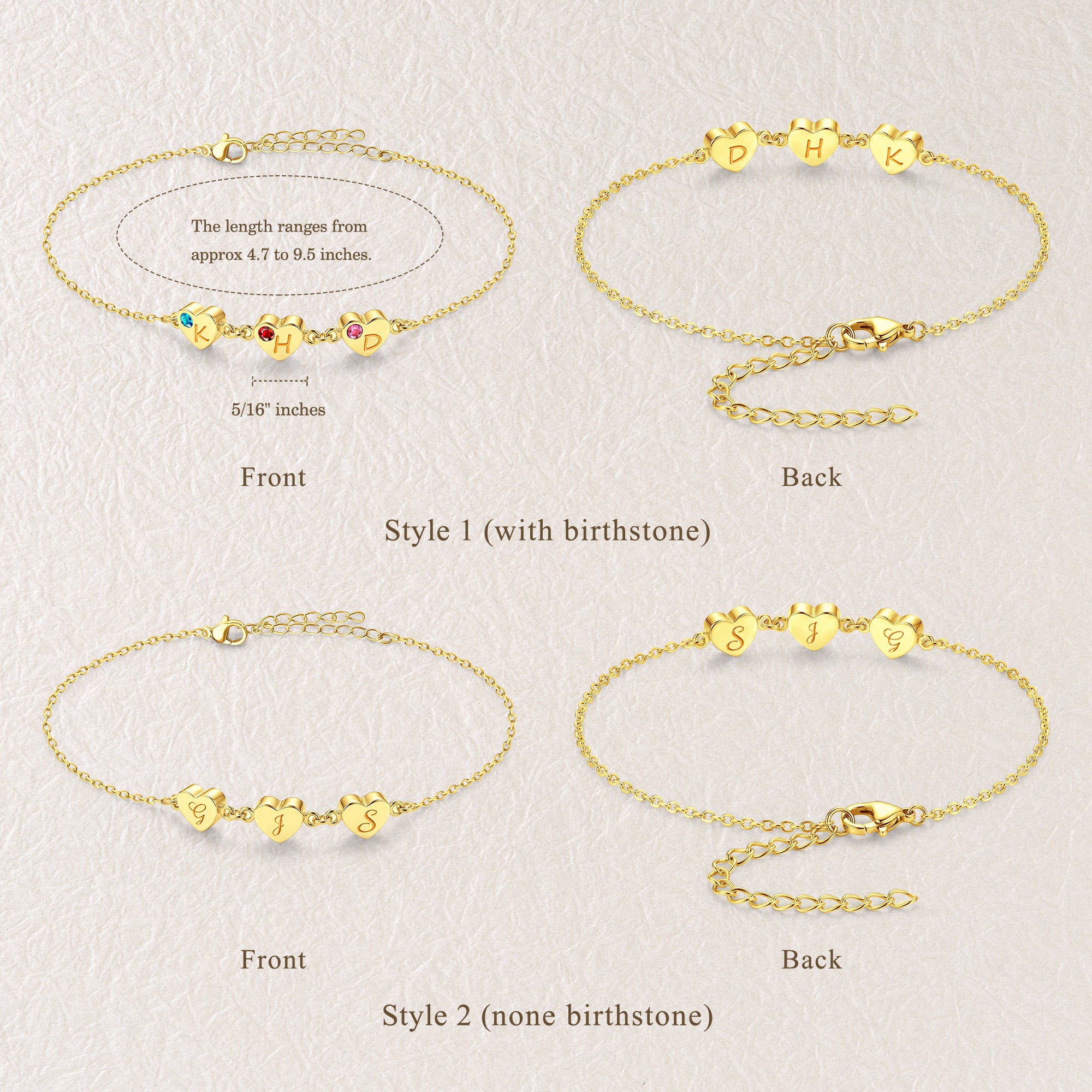Personalized Tiny Heart Charm Bracelet