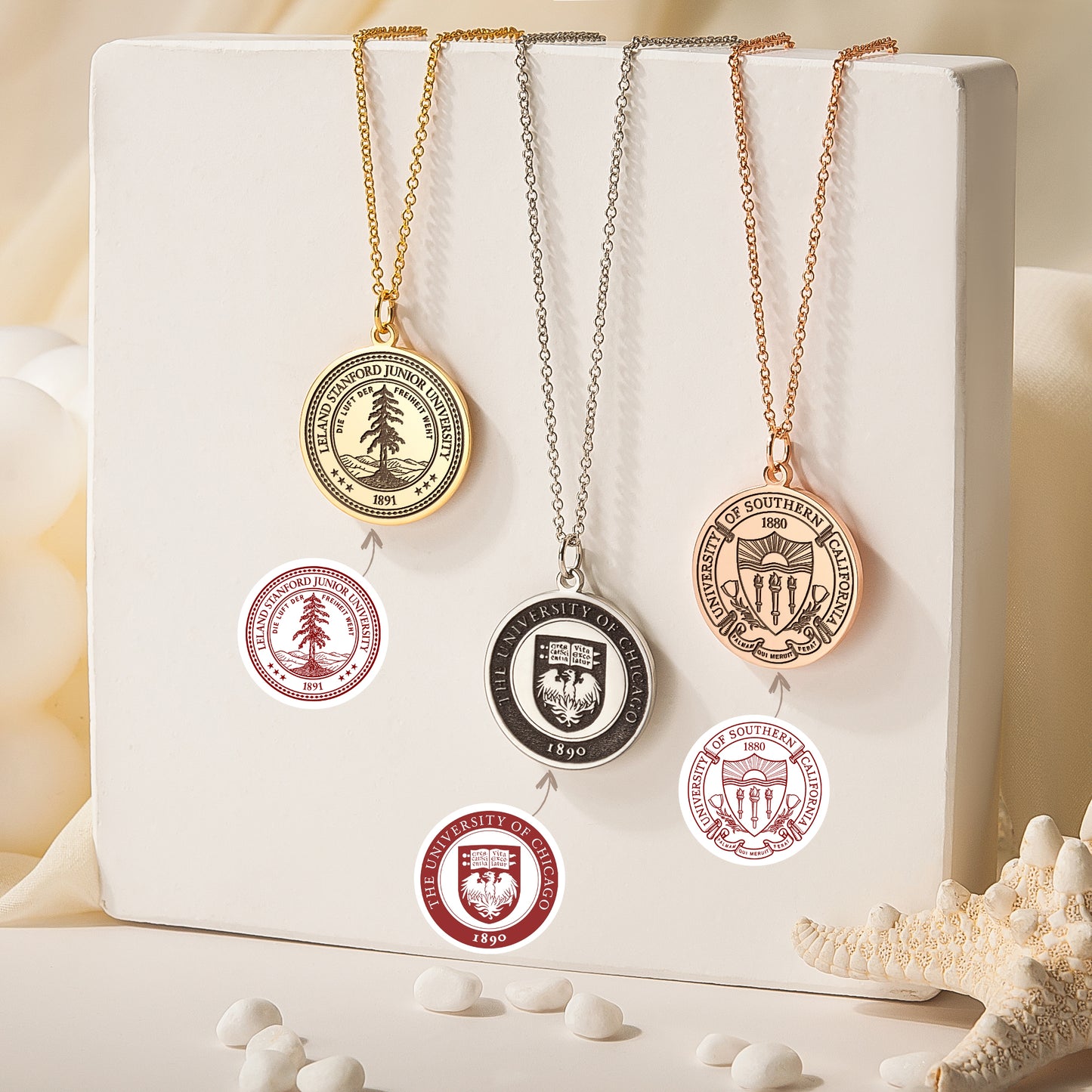 Personalized College Logo Graduation Necklace