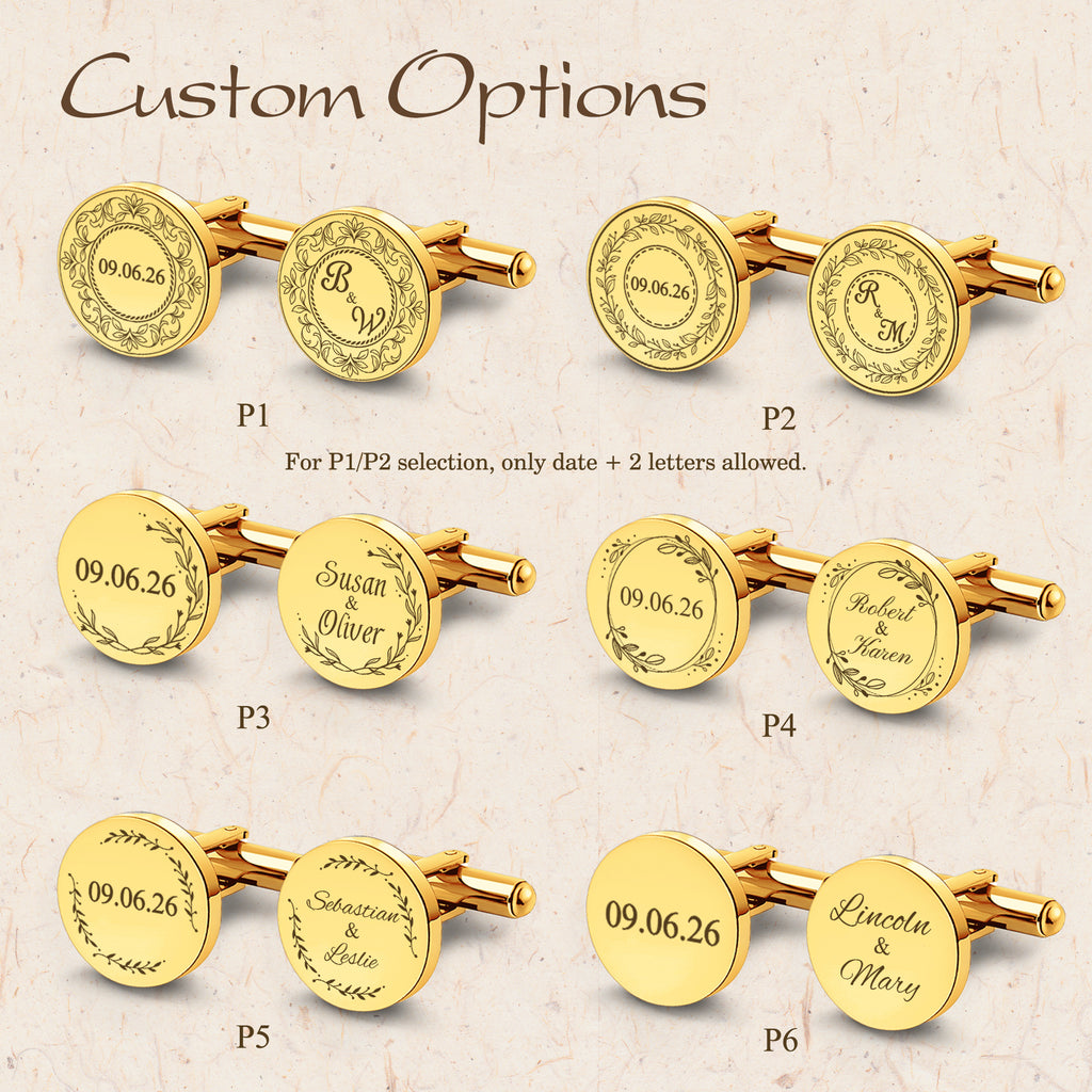 Custom Engraved Wedding Cufflinks