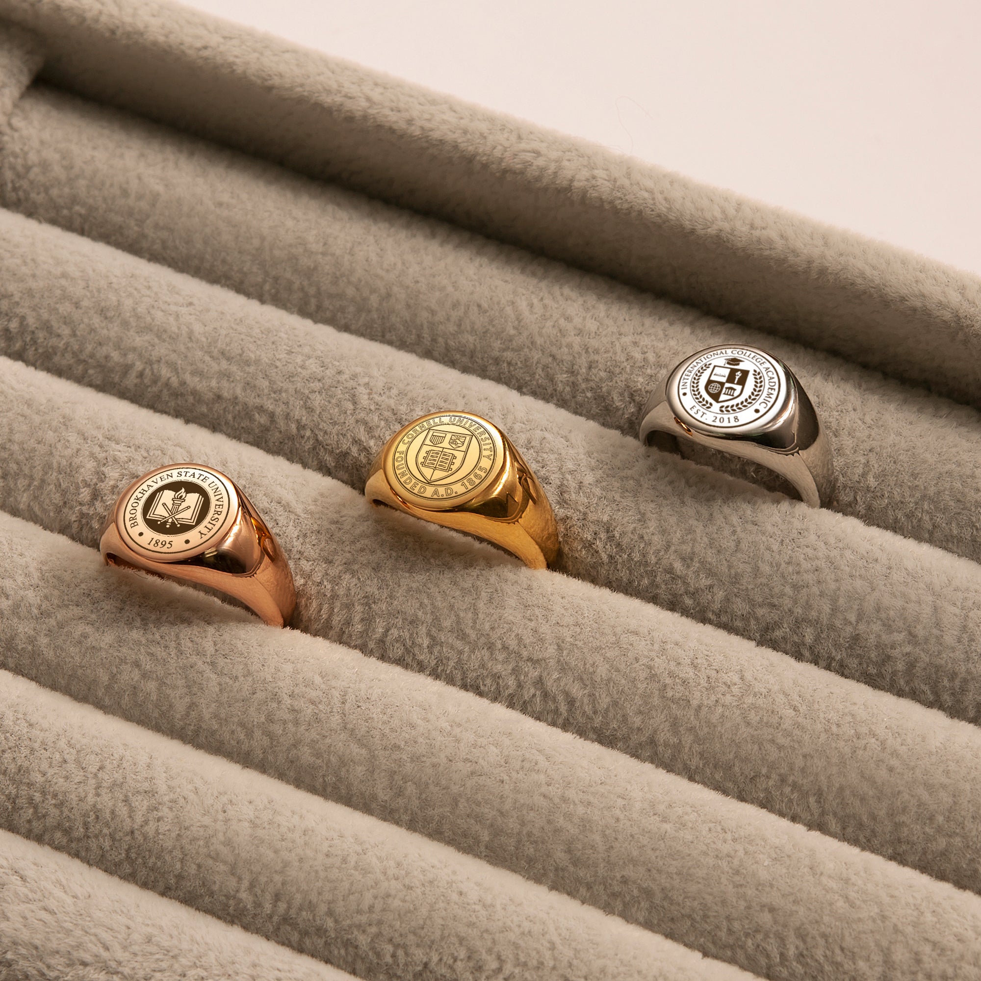 Custom College Emblem Logo Signet Ring
