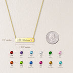 Birthstone Bar Flower and Name Necklace