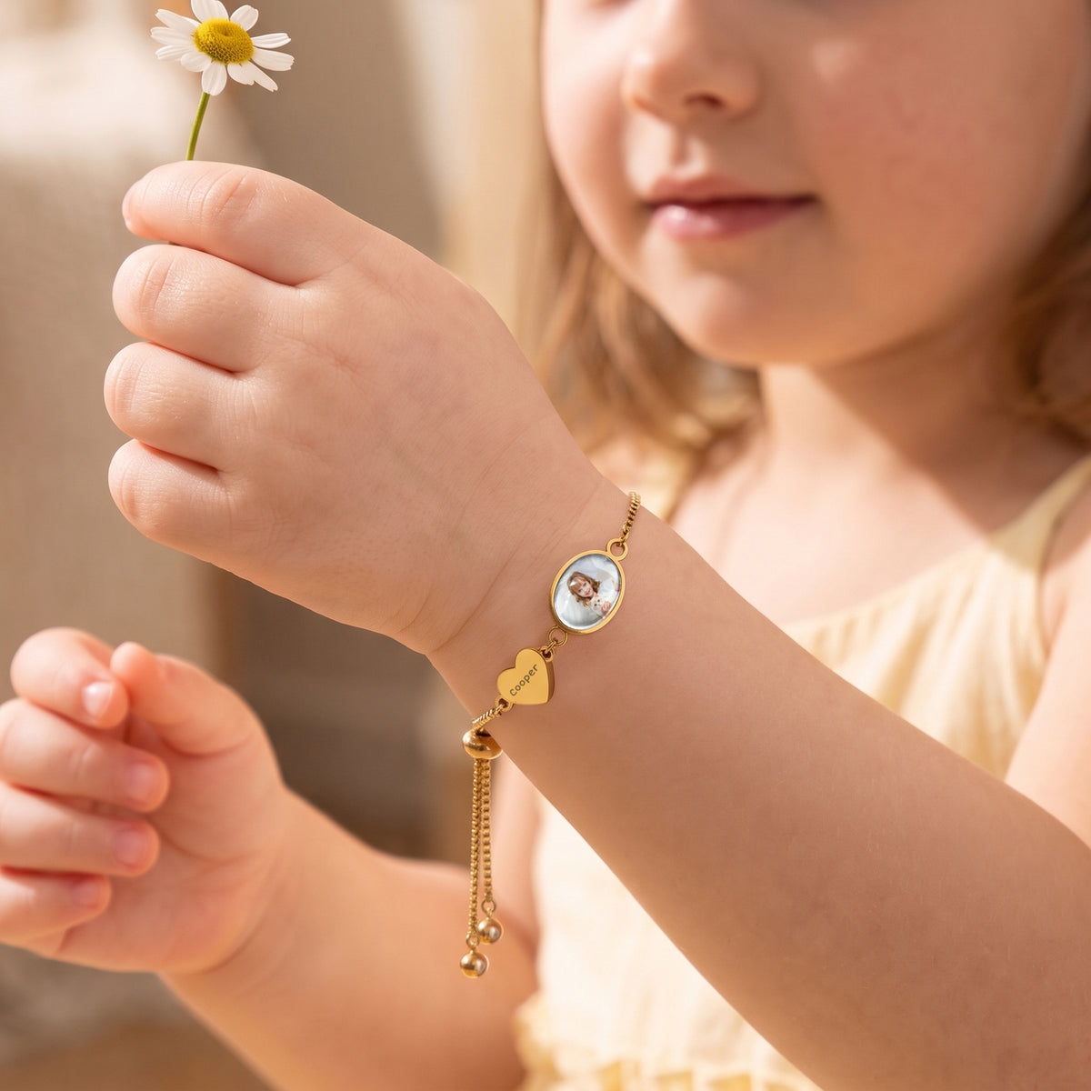 Oval Resin Photo Bracelet with Glass Dome Cab