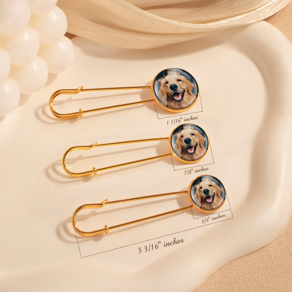 Round Wedding Photo Charm Pin Brooch