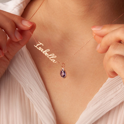 Personalized Name Necklace with Birthstone Charm