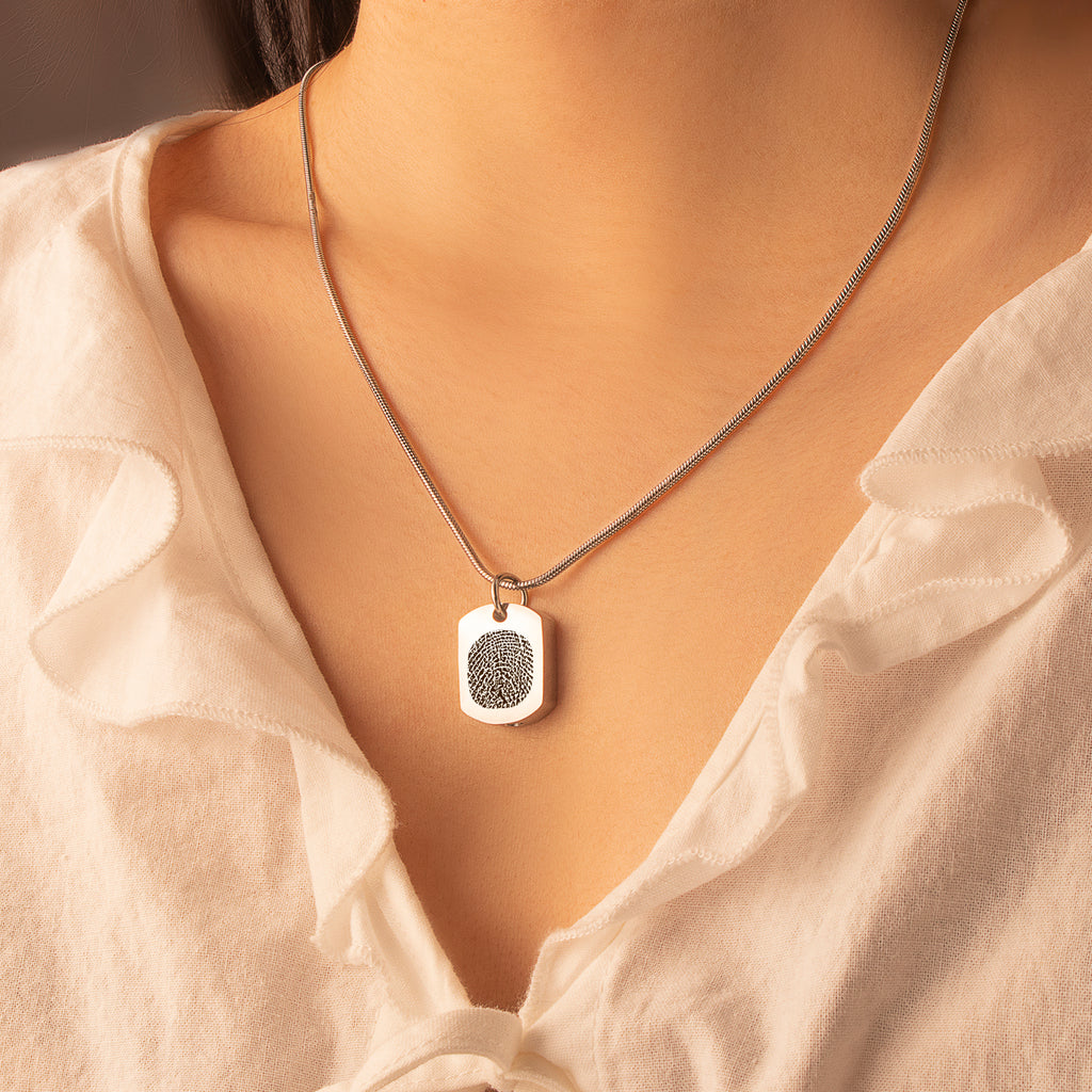 Fingerprint Memorial Dog Tag Necklace
