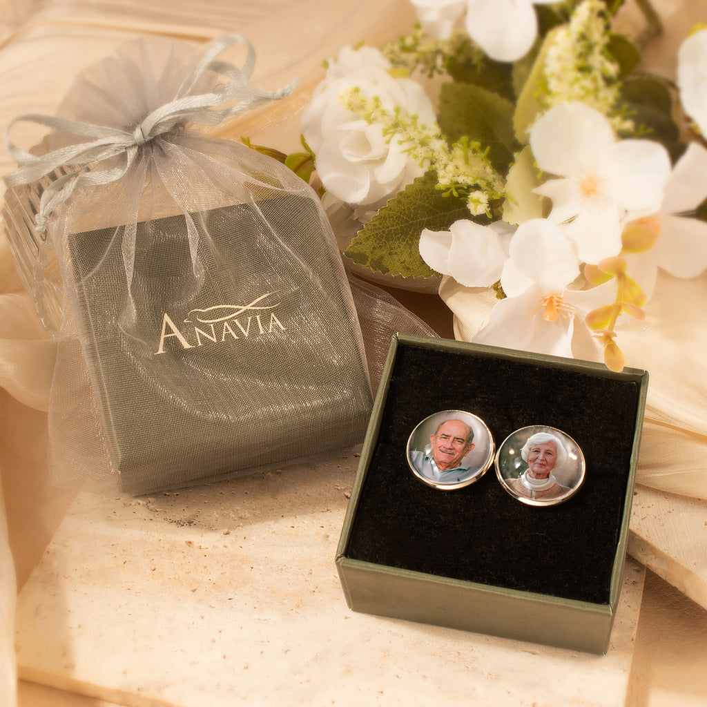 Round Photo Cufflinks with Glass Dome Cab